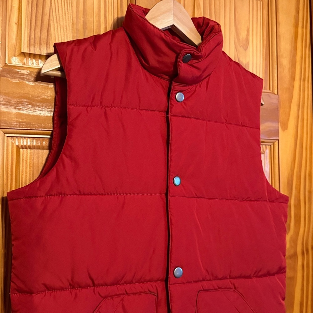 Lands' End Red/Orange Quilted Vest - Picture 3 of 10